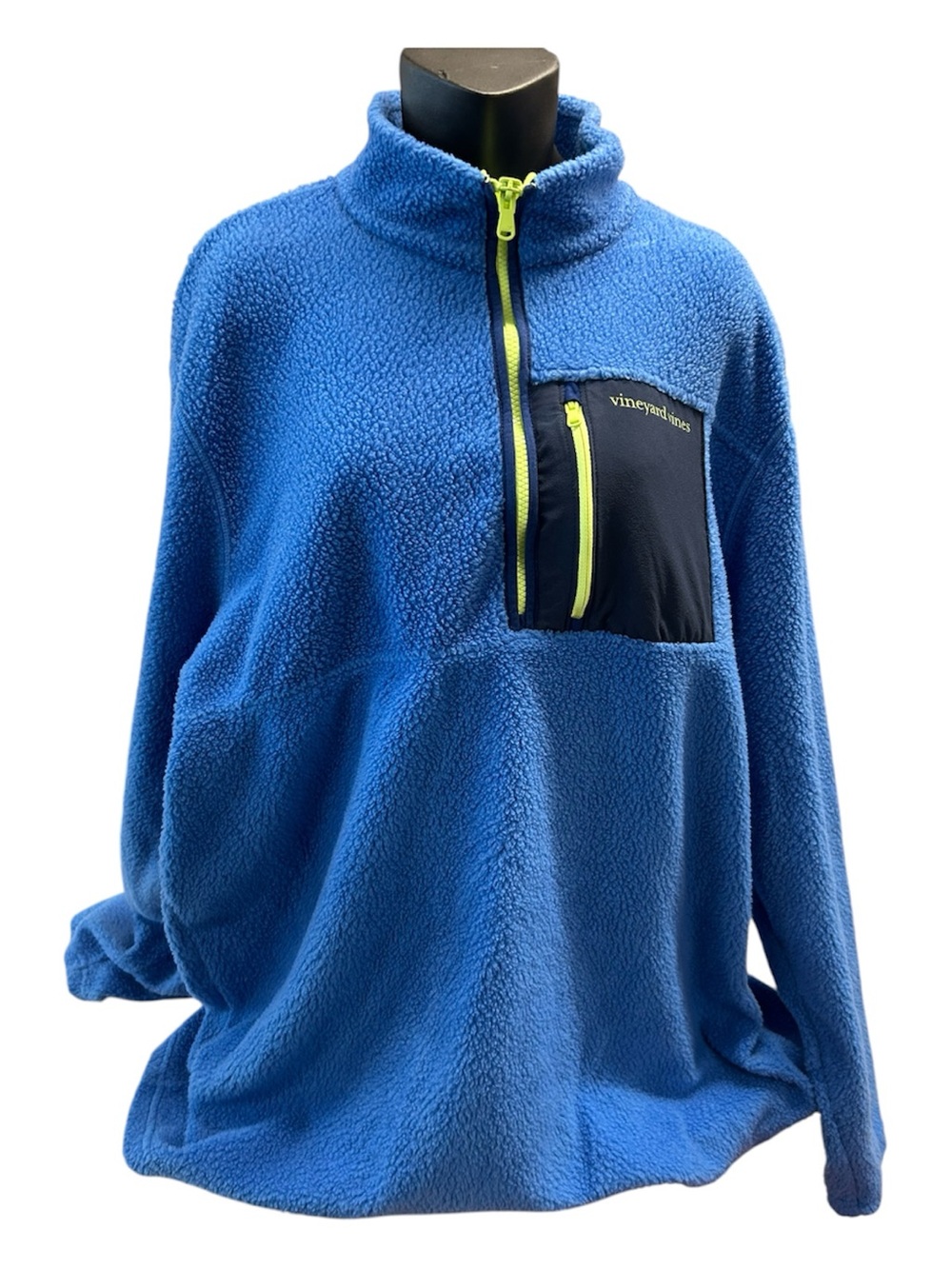 Vineyard Vines Women’s XXL Blue Sherpa Fleece 1/4 Zip Pullover Whale Logo Jacket